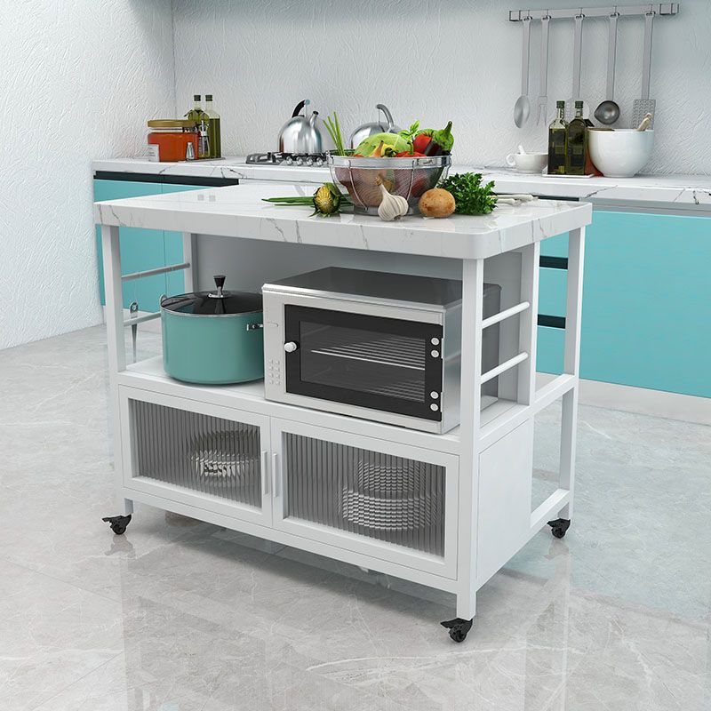 Marble Prep Table with Storage Modern Island Table for Kitchen Clearhalo 'furn' 'furn_kitchen_islands_carts' 'Furniture' 'Kitchen & Dining Furniture' 'Kitchen Islands & Carts' 'kitchen_islands_carts' 1200x1200_1b9f248f-9522-4b70-85b8-addac8ba3f68