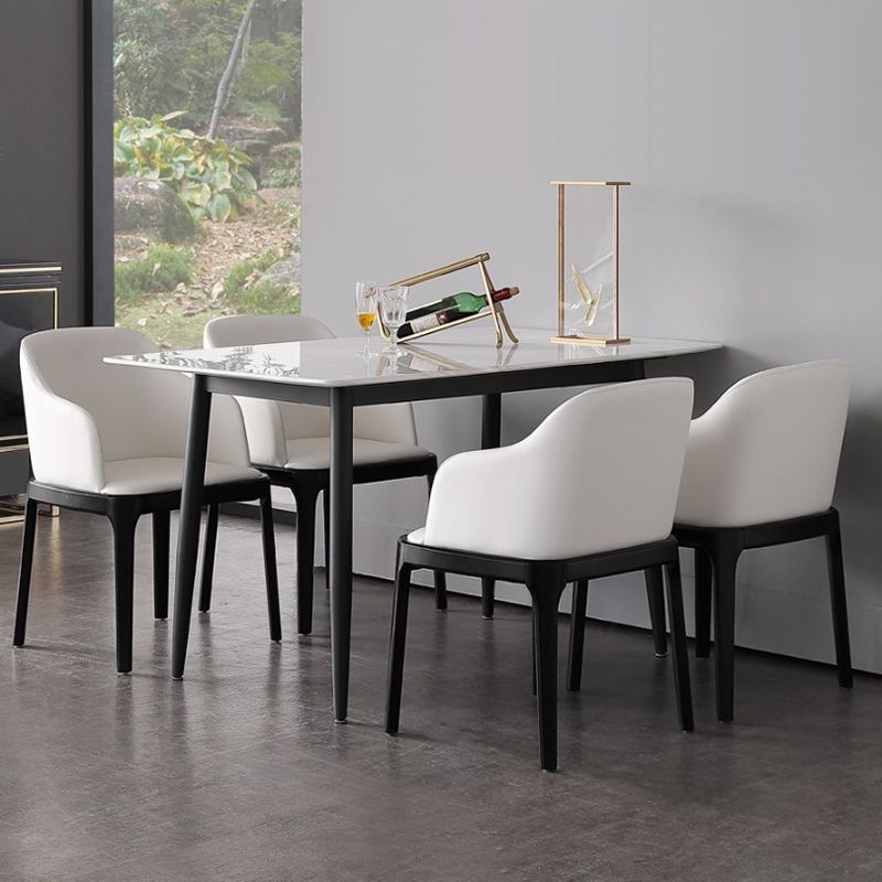 黒い4脚のレストラン長方形のダイニングテーブルのための工業用白いテーブル