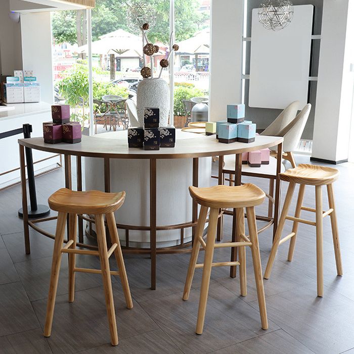 Contemporary Wood Stool Rectangle Seat Counter Stool in Matte Finish