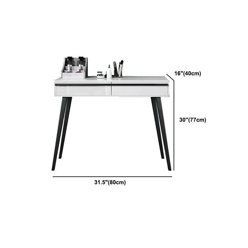 Contemporary Vanity with Padded Stool Engineered Wood Dresser in Glossy Finish
