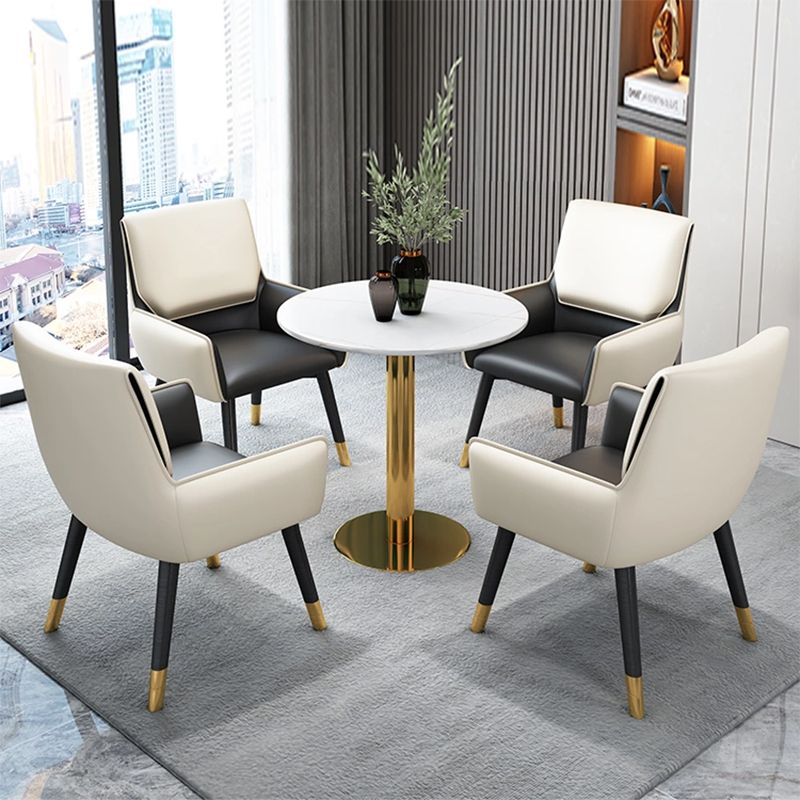 Glam -stijl gesinterde stenen dinerset rond 1/2/3/4/5 stukken eettafel set