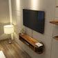 Matte afwerking Wall gemonteerde media-stand met planken Scandinavische massieve hout tv-console