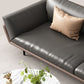 Gray Faux Leather Sofa 31.49" High Square Arm Sofa with Pillows