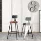 Industrial Armless Backrest Counter Stool Iron Dining Room Bar Stool with Seat and Pedal