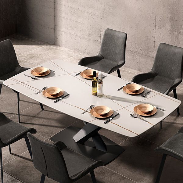 Rectangular Stone Dining Table Modern Furniture with Steel Base for Apartment Clearhalo 'Dining Tables & Seating' 'Dining Tables' 'dining_table' 'furn' 'furn_dining_table' 'Furniture' 'Kitchen & Dining Furniture' 1200x1200_1ba8b0c4-1f9a-41db-b57b-5bae10613519