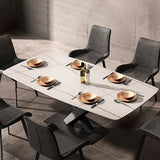 Rectangular Stone Dining Table Modern Furniture with Steel Base for Apartment Clearhalo 'Dining Tables & Seating' 'Dining Tables' 'dining_table' 'furn' 'furn_dining_table' 'Furniture' 'Kitchen & Dining Furniture' 1200x1200_1ba8b0c4-1f9a-41db-b57b-5bae10613519