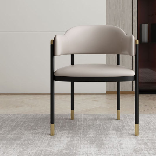 Modern Open Back Arm Chair Metal and Faux Leather Dining Chair Clearhalo 'Dining Chairs' 'Dining Tables & Seating' 'dining_chair' 'furn' 'furn_dining_chair' 'Furniture' 'Kitchen & Dining Furniture' 1200x1200_1baac535-be84-477e-a48d-eb3d5f71ba2e