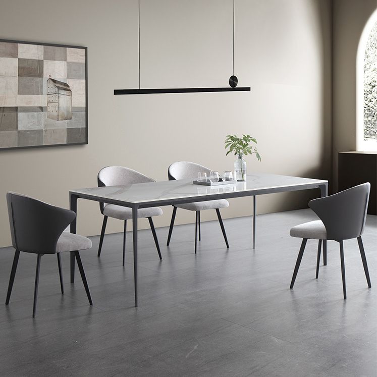 Sintered Stone Top Dining Table Rectangle Table in White with Metal Base and 4 Legs Clearhalo ' dining_table' 'Dining Tables & Seating' 'Dining Tables' 'furn' 'furn_dining_table' 'Furniture' 'furniture_dining_table' 'Kitchen & Dining Furniture' 'kitchen&dining_furn' 'kitchen' 'kitchen_dining_table' 1200x1200_1bab7d5f-2e1b-4835-95da-145a912e4b04