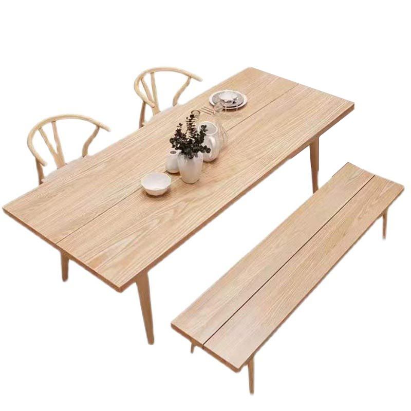 Mesa de comedor de rectángulo de madera natural Ceniza Mesa moderna con 4 patas