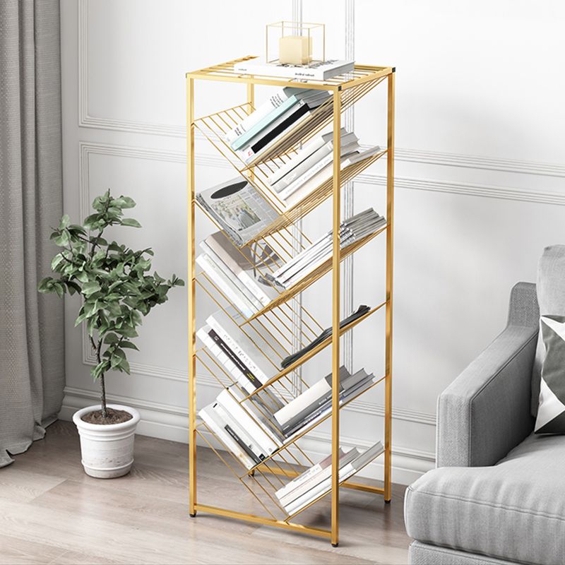 Metal Vertical Geometric Bookcase Contemporary Style Closed Back Shelf Clearhalo 'Bookcases' 'furn' 'furn_bookcases' 'Furniture' 'Office Furniture' 1200x1200_1bad22c5-a2ec-4292-947a-59fa535772de