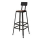 Square Bar and Counter Stool Industrial Coffee Shop Footrest Counter Stool in Black