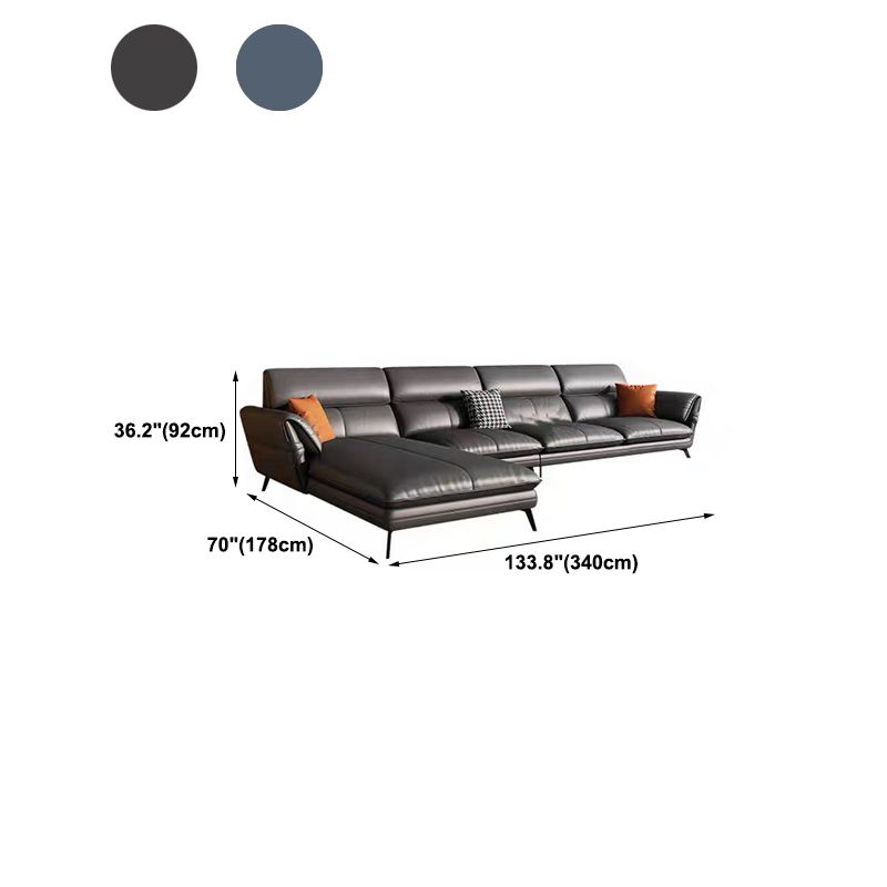 Contemporary Genuine Leather Living Room Pillow Top Arm Seating Clearhalo 'furn' 'furn_sectionals' 'Furniture' 'Living Room Furniture' 'Sectionals' 1200x1200_1bb0c118-74a1-4950-b2ae-08324b8fac78