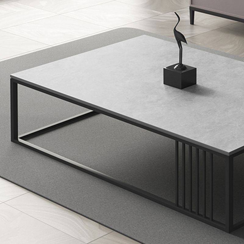 Enkele salontafel leisteen rechthoekige koffiecocktailtafel licht grijs