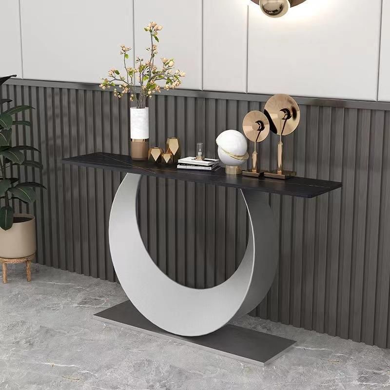 Tavolo da divano console in pietra glam rettangolo console metallica tavola per sala