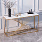 Glam Rectangle Console Table Antique Finish Console Sofa Table in Marble