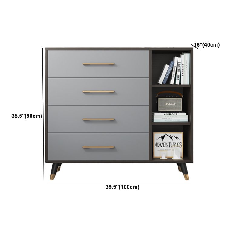 Coffre d'accent moderne de 15,75 pouces de large avec des tiroirs fermés doux en gris