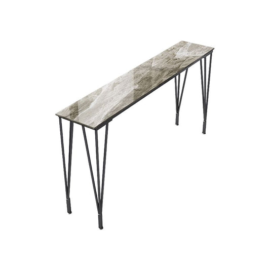 Contemporary Rectangle Bar Dining Table Indoor Bar Height Pub Table with Iron Base Clearhalo 'Bar Furniture' 'Bar Tables' 'bar_tables' 'furn' 'furn_bar_tables' 'Furniture' 'furniture_bar_tables' 'Kitchen & Dining Furniture' 'kitchen&dining_furn' 'kitchen' 1200x1200_1bb5e5a1-21b5-4c34-bce4-8e40d2194233