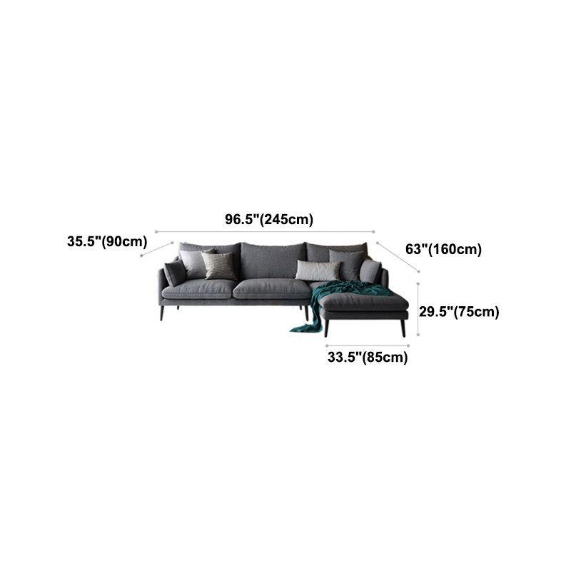 Modern 3/4-seater Fabric Sofa & Chaise Grey Slipcovered Sectional Clearhalo 'furn' 'furn_sectionals' 'Furniture' 'Living Room Furniture' 'Sectionals' 1200x1200_1bb61bbf-817b-47c1-95fb-3521296bd4c2
