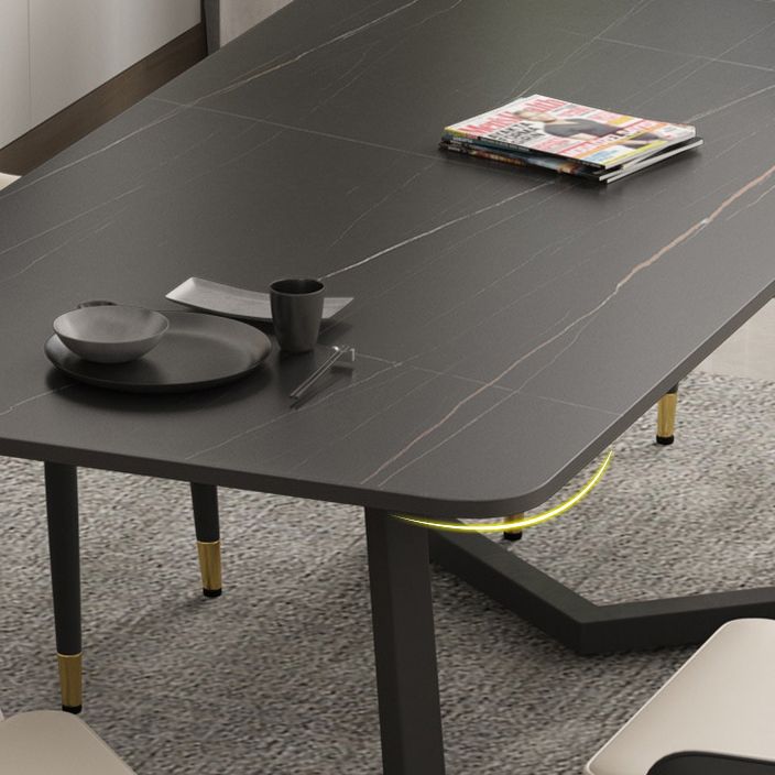 Industrial Style Dining Table Sintered Stone Rectangle Table for Home Clearhalo 'Dining Tables & Seating' 'Dining Tables' 'dining_table' 'furn' 'furn_dining_table' 'Furniture' 'Kitchen & Dining Furniture' 1200x1200_1bb631d9-a425-4e6e-988d-1f8867653f2f