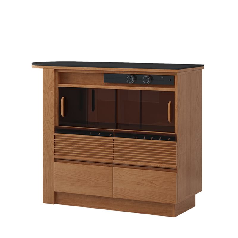 Tavolo da bar in forma top in pietra con base in legno di pino marrone per soggiorno