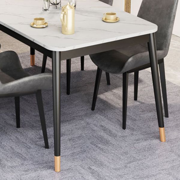 Glam Style Stone Dining Table 4 Metal Legs Table Home Rectangle Dining Table Clearhalo 'Dining Tables & Seating' 'Dining Tables' 'dining_table' 'furn' 'furn_dining_table' 'Furniture' 'furniture_dining_table' 'Kitchen & Dining Furniture' 1200x1200_1bb66b6e-2504-4557-a920-29e1b760a6ce