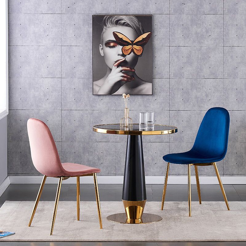 Indoor Armless Dining Chairs Velvet Solid Back Side Chairs with Metal Legs Clearhalo ' kitchen&dining_furn' 'Dining Chairs' 'Dining Tables & Seating' 'dining_chair' 'furn' 'furn_dining_chair' 'Furniture' 'furniture_dining_chair' 'Kitchen & Dining Furniture' 'kitchen' 1200x1200_1bb70d04-16eb-40af-a677-fb4507d6d931