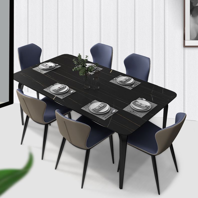 Rectangle Shape Industrial Dining Table Fixed Table with Sintered Stone Clearhalo 'Dining Tables & Seating' 'Dining Tables' 'dining_table' 'furn' 'furn_dining_table' 'Furniture' 'furniture_dining_table' 'Kitchen & Dining Furniture' 'kitchen' 'kitchen_dining_table' 1200x1200_1bb85034-8e0c-4989-af31-01ed24dcc7ba
