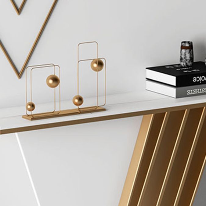 Tavolo da accento di base glam con tavolo in pietra rettangolo per sala