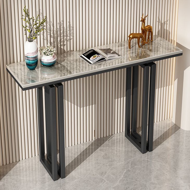 Tavolo accento console rettangolare glam tavolo da divano console di finitura antica in pietra