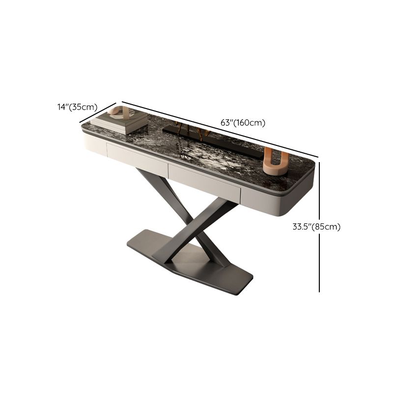 Glam Rectangle Accent Table Stone Sofa Console Table for Hall Clearhalo 'Console Tables' 'console_tables' 'Entry & Mudroom Furniture' 'furn' 'furn_console_tables' 'Furniture' 1200x1200_1bbbd926-a88c-4e81-b9f1-666cf9e1d904