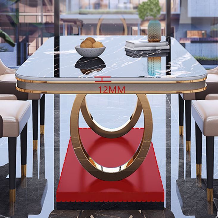 Stone Top Dining Table Traditional Luxury Table with Pedestal Base in Gold Clearhalo 'Dining Tables & Seating' 'Dining Tables' 'dining_table' 'furn' 'furn_dining_table' 'Furniture' 'furniture_dining_table' 'Kitchen & Dining Furniture' 'kitchen' 'kitchen_dining_table' 1200x1200_1bbd8b2b-18e4-4739-87ba-f680d4850c71