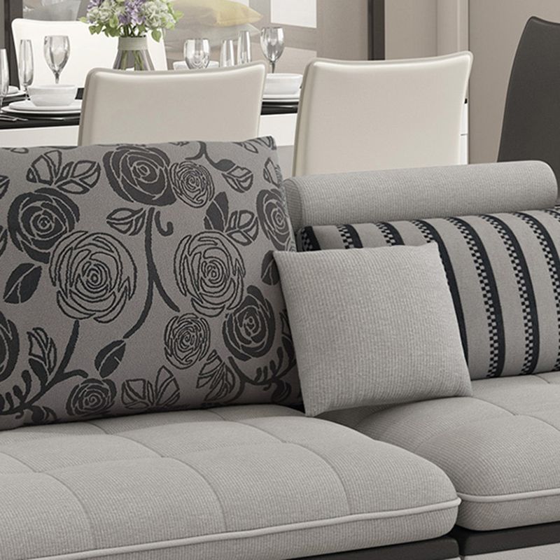 4-seater Recessed Arm Pillowed Back Cushions Sectional Sofa with Chaise Clearhalo 'furn' 'furn_sectionals' 'Furniture' 'furniture_sectionals' 'kitchen' 'kitchen_sectionals' 'Living Room Furniture' 'Sectionals' 1200x1200_1bc05aa6-742a-4a00-99a4-c618219651a1