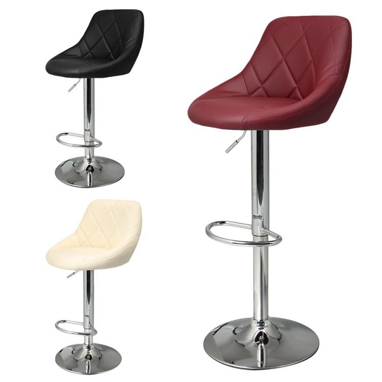 Modern Style Leather Bar Stool with Footrest and Adjustable Height Bistro Bar Stool