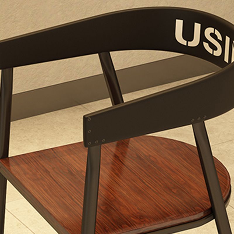 Contemporary Kitchen Dining Armchair Metal Side Dining Chairs in Black