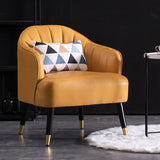 Faux Leather 24.8"Wide Sloped Arms Solid Color Barrel Chair with Basic Four Legs Clearhalo 'Accent Chairs' 'accent_chairs' 'Chairs & Seating' 'furn' 'furn_accent_chairs' 'Furniture' 'furniture_accent_chairs' 'Living Room Furniture' 1200x1200_1bc4bbb5-70fe-4ee8-9842-d55920fbd129