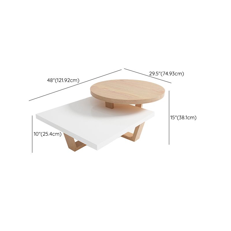Solid Wood Coffee Table Modern Natural & White Geometric Cocktail Table Clearhalo 'Coffee & Accent Tables' 'Coffee Tables' 'coffee_tables' 'furn' 'furn_coffee_tables' 'Furniture' 'Living Room Furniture' 1200x1200_1bc58f34-12b6-47ac-ac0e-0d3209495204