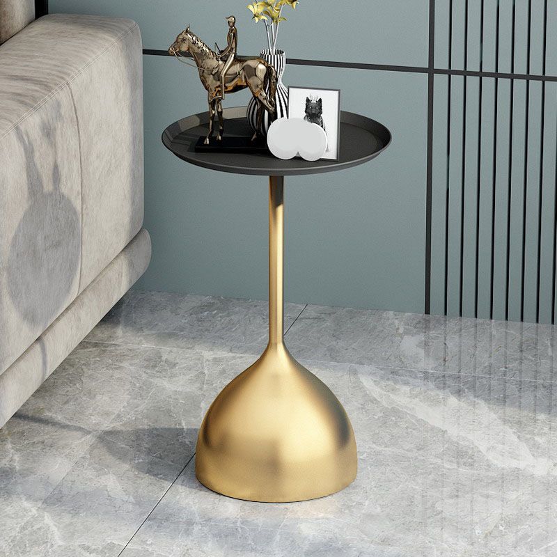 Mid-century Modern 24 " Tall Iron Pedestal End Table Round Tray Top Side Table