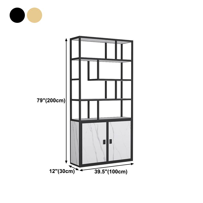 11.81"W Bookcase Glam Style Open Back Bookshelf with Cabinets for Office Home Clearhalo 'Bookcases' 'furn' 'furn_bookcases' 'Furniture' 'furniture_bookcases' 'kitchen' 'kitchen_bookcases' 'Living Room Furniture' 'Office Furniture' 1200x1200_1bc67799-6190-4ffb-94e9-c7bc46eab1b7