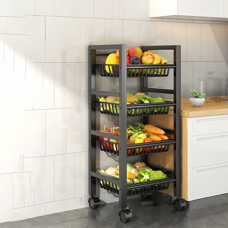 Metal Modern Prep Table Open Storage Home Dining with Basket Prep Table Clearhalo 'furn' 'furn_kitchen_islands_carts' 'Furniture' 'Kitchen & Dining Furniture' 'Kitchen Islands & Carts' 'kitchen_islands_carts' 1200x1200_1bc71c1d-e1ea-44a9-a437-9dcf58ea1de8