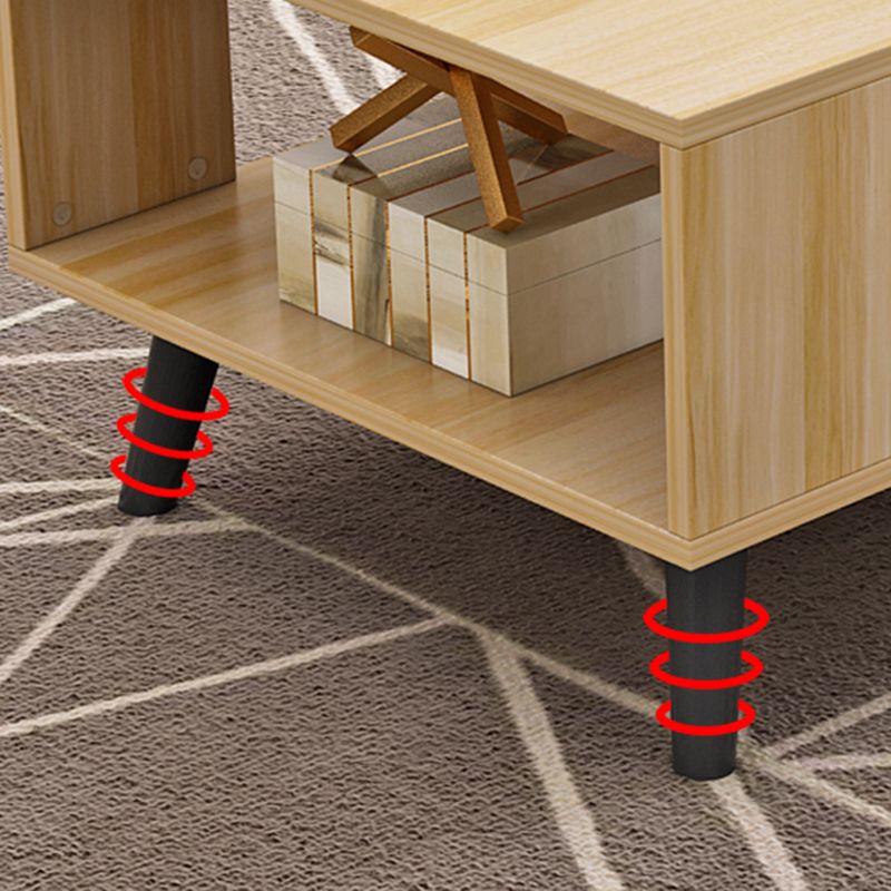 1 table basse à 4 pieds incluse, table de cocktail moderne en bois avec tiroir