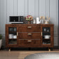 Modern Rubberwood Solid Wood Sideboard 34.5" H Brown Credenza for Dining Room Clearhalo 'buffet_sideboard' 'Buffets & Sideboards' 'Furniture' 'furniture_buffet_sideboard' 'Kitchen & Dining Furniture' 1200x1200_1bc9e8b0-db19-4df7-a186-14c6d544b1dc