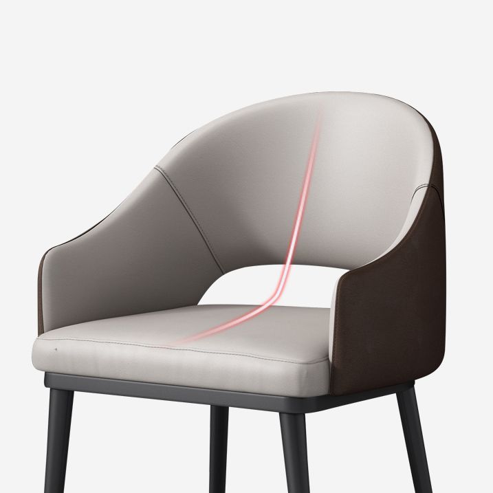 Glam Upholstered Arm Chair Faux Leather Open Back Dining Arm Chair for Home Clearhalo 'Dining Chairs' 'Dining Tables & Seating' 'dining_chair' 'furn' 'furn_dining_chair' 'Furniture' 'Kitchen & Dining Furniture' 1200x1200_1bd0b8fb-6000-4348-9f03-487ceb3c039f