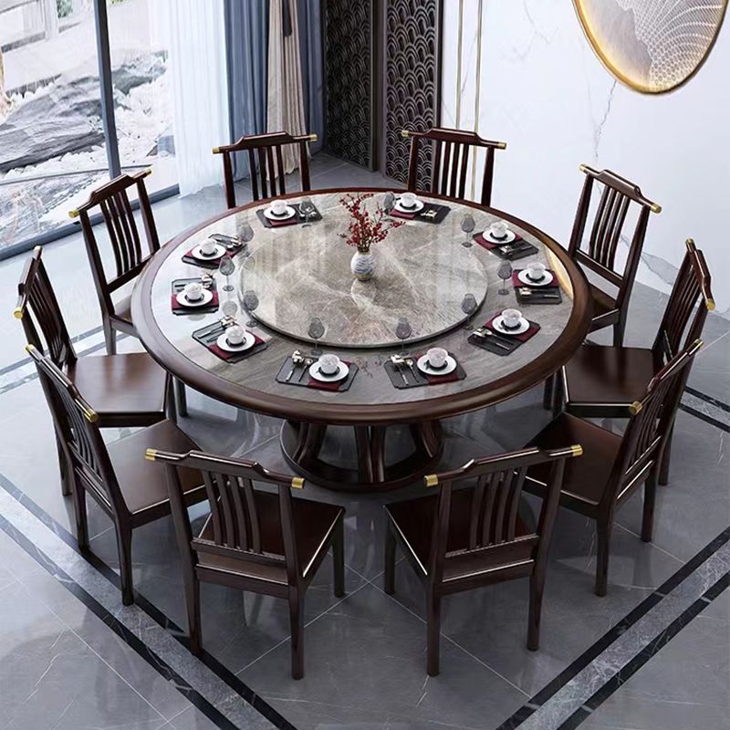 Traditional Round Dining Table for Home Brown Solid Wood Dinette Table Clearhalo 'Dining Tables & Seating' 'Dining Tables' 'dining_table' 'furn' 'furn_dining_table' 'Furniture' 'Kitchen & Dining Furniture' 1200x1200_1bd15449-1050-4ec4-8b31-4ae531fc6cee