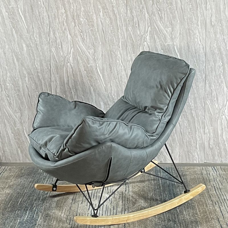 Sedia accento senza braccio contemporanea sedia in fico in pelle con schiena alta