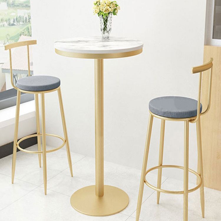 Stone Bar Dining Table Glam Round Bar Table with Pedestal for Dining Room Clearhalo 'Bar Furniture' 'Bar Tables' 'bar_tables' 'furn' 'furn_bar_tables' 'Furniture' 'furniture_bar_tables' 'Kitchen & Dining Furniture' 1200x1200_1bd16fb8-74e9-4a50-9bae-3f5970b6091c