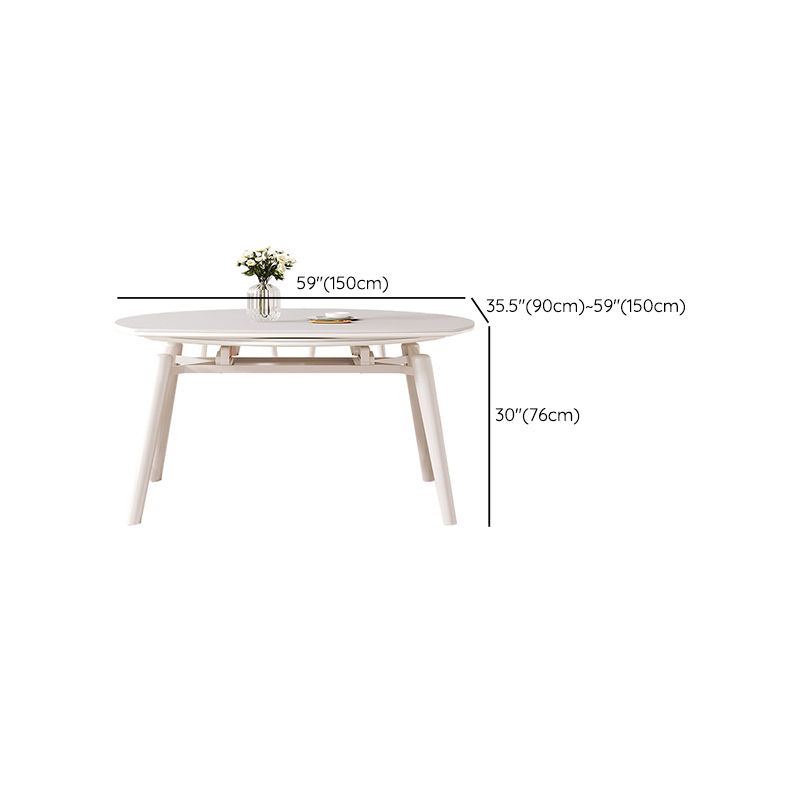 Zeitgenössischer runder ausziehbarer Stein Esstisch mit hölzernen Beinen