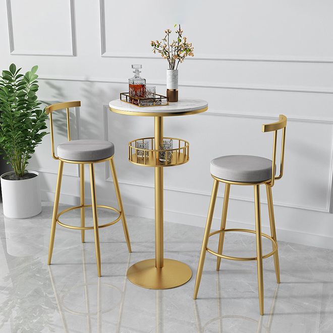 Nordic Artificial Marble Bar Table 42-inch Height Metal Base Bistro Table Clearhalo 'Bar Furniture' 'Bar Tables' 'bar_tables' 'Furniture' 'furniture_bar_tables' 'Kitchen & Dining Furniture' 'kitchen&dining_furn' 'kitchen' 1200x1200_1bd302f6-86bc-43e4-9237-0656b200aacc