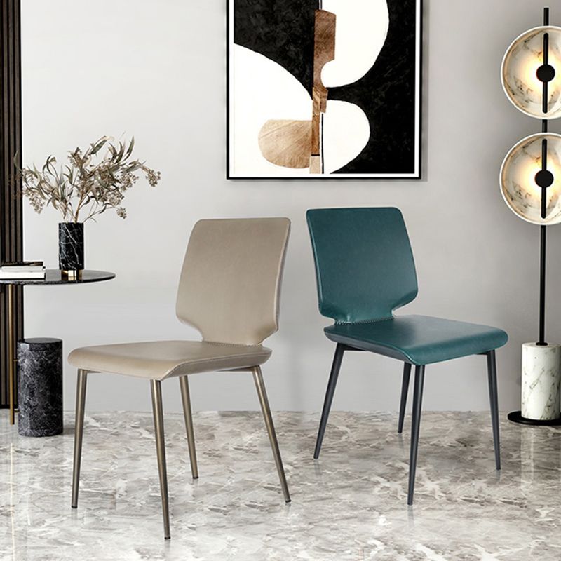 Contemporary Style Leather Dining Chairs Armless Solid Back Chair for Kitchen Clearhalo ' kitchen&dining_furn' 'Dining Chairs' 'Dining Tables & Seating' 'dining_chair' 'furn' 'furn_dining_chair' 'Furniture' 'furniture_dining_chair' 'Kitchen & Dining Furniture' 'kitchen' 1200x1200_1bd42d76-78f6-4de5-95ad-3d5a09458bff