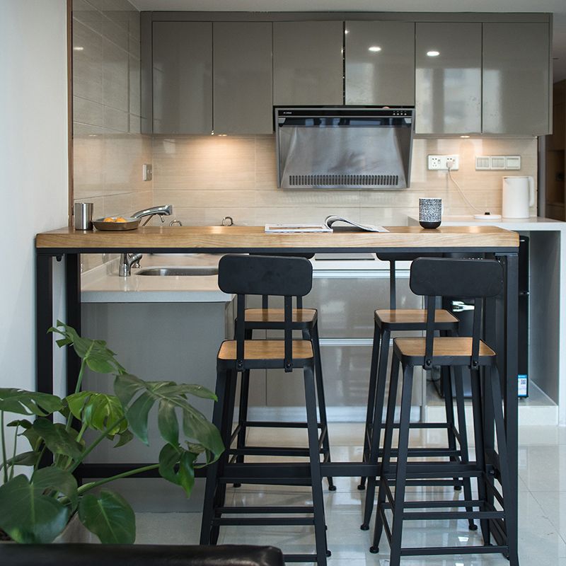 Modern Rectangle Bar Dining Table Wood Trestle Bar Height Pub Table with Iron Base Clearhalo 'Bar Furniture' 'Bar Tables' 'bar_tables' 'furn' 'furn_bar_tables' 'Furniture' 'furniture_bar_tables' 'Kitchen & Dining Furniture' 'kitchen&dining_furn' 'kitchen' 1200x1200_1bd51712-b3e8-44c8-8ab7-ce3cd2ecefc0