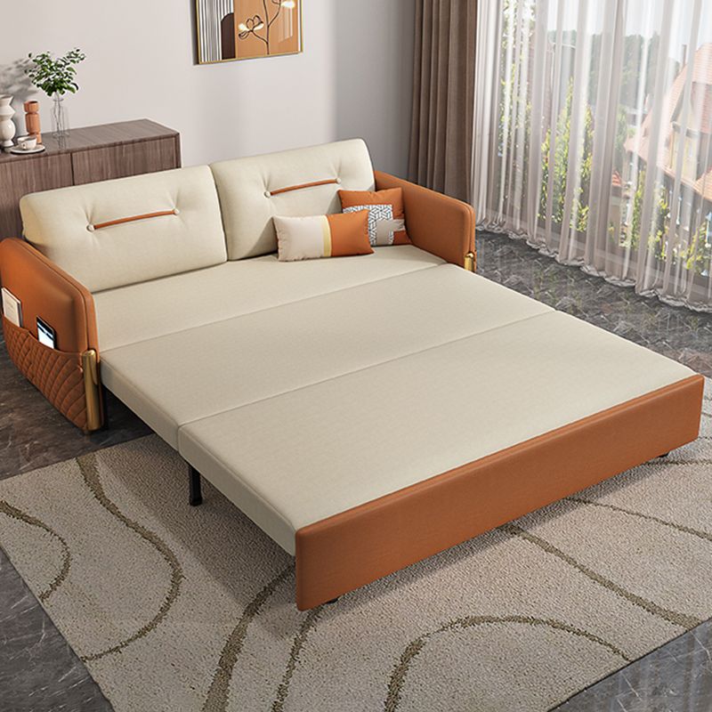 31.5"H Faux Leather Sleeper Sofa Upholstered Square Arm Sofa Bed